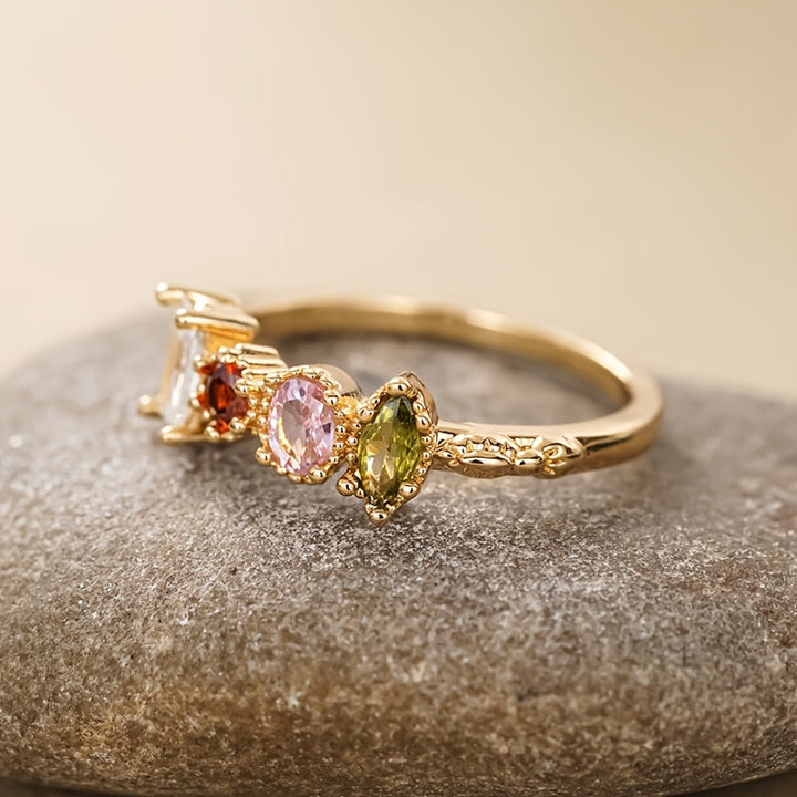 Retro mehrfarbiger Edelstein-Ring