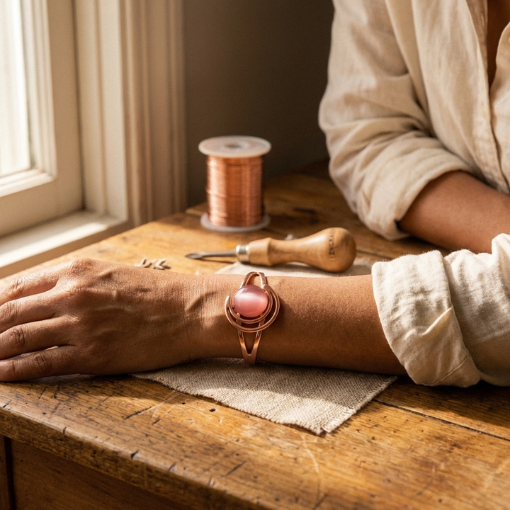 Sphere Rosa Kupferarmband