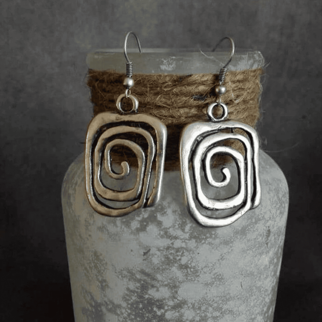 Antique Silver Spiral Earrings