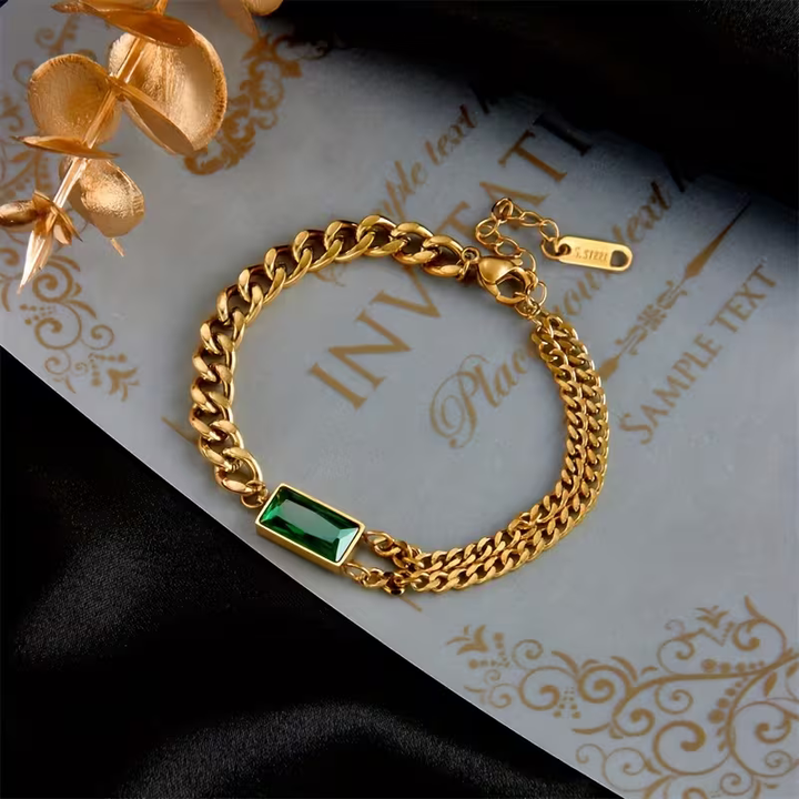 Zeitloses Gold-Smaragd-Bar-Armband