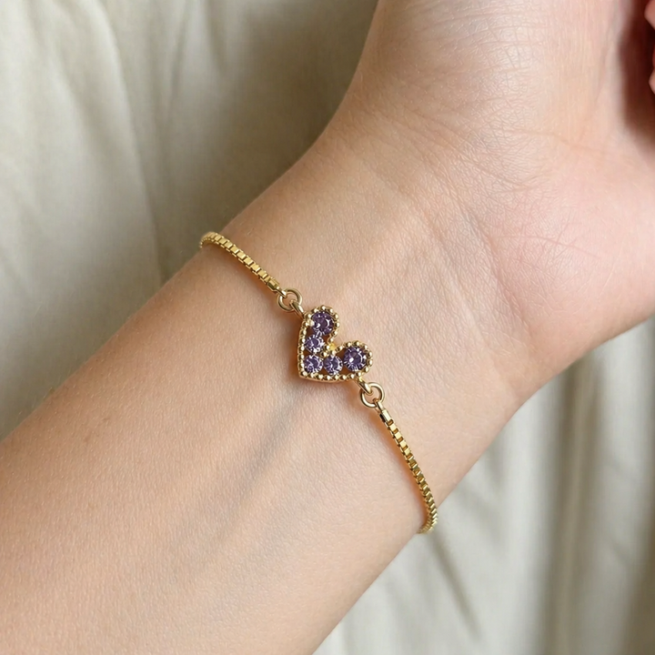 Elegantes fliederfarbenes Gold-Armband