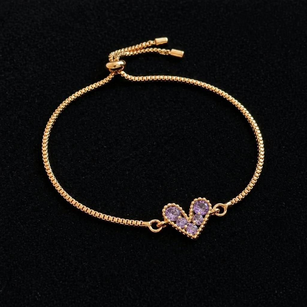 Elegantes fliederfarbenes Gold-Armband