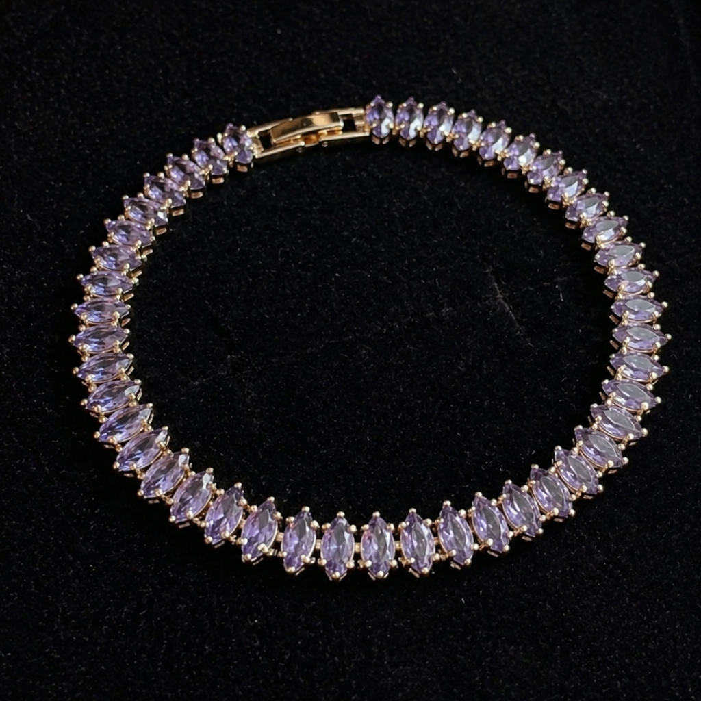 Elegantes Marquise-Amethyst-Gold-Armband