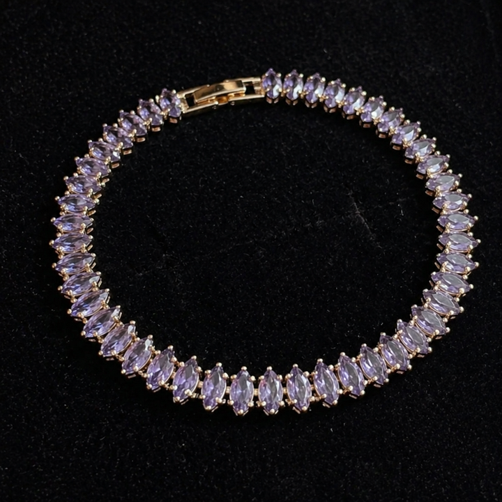 Elegantes Marquise-Amethyst-Gold-Armband