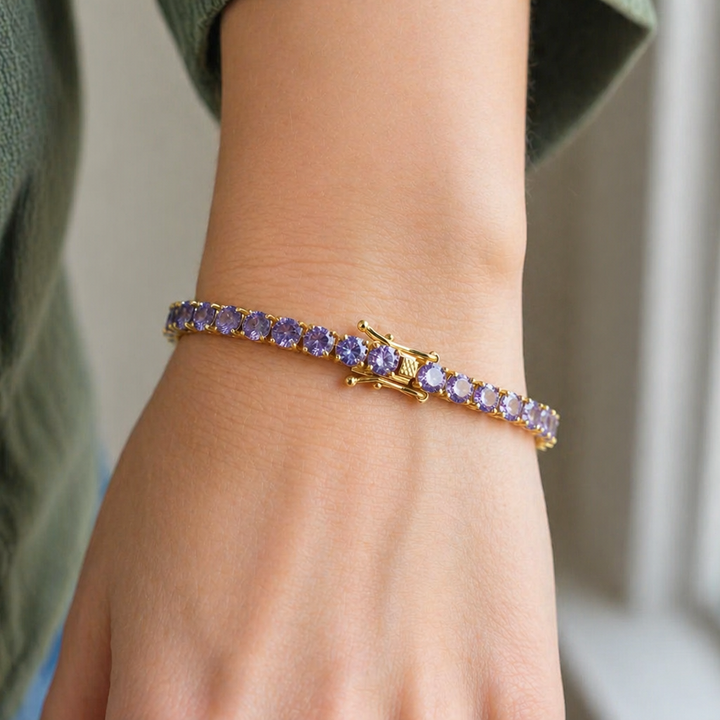 Raffiniertes Amethyst-Gold-Armband