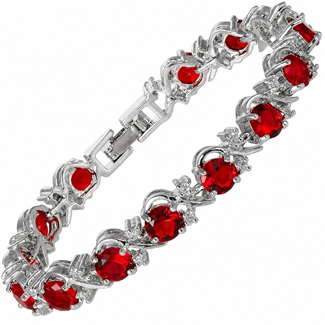 Raffiniertes Rubin-Ranken Weißgold-Armband
