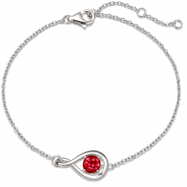 Elegantes Rubin-Unendlichkeit Weißgold-Armband