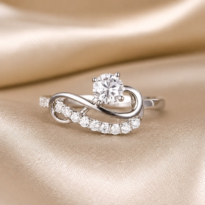 White Gold Infinity Moissanite Ring