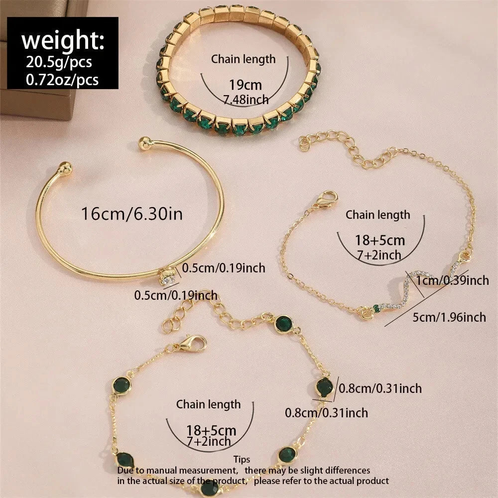 Geschichtetes Smaragd-Armband-Set