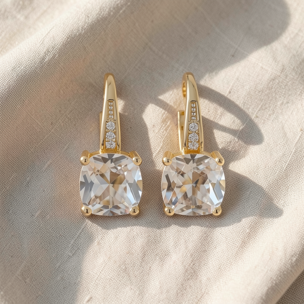 Mystic Sapphire Stone Hoop Gold Earrings
