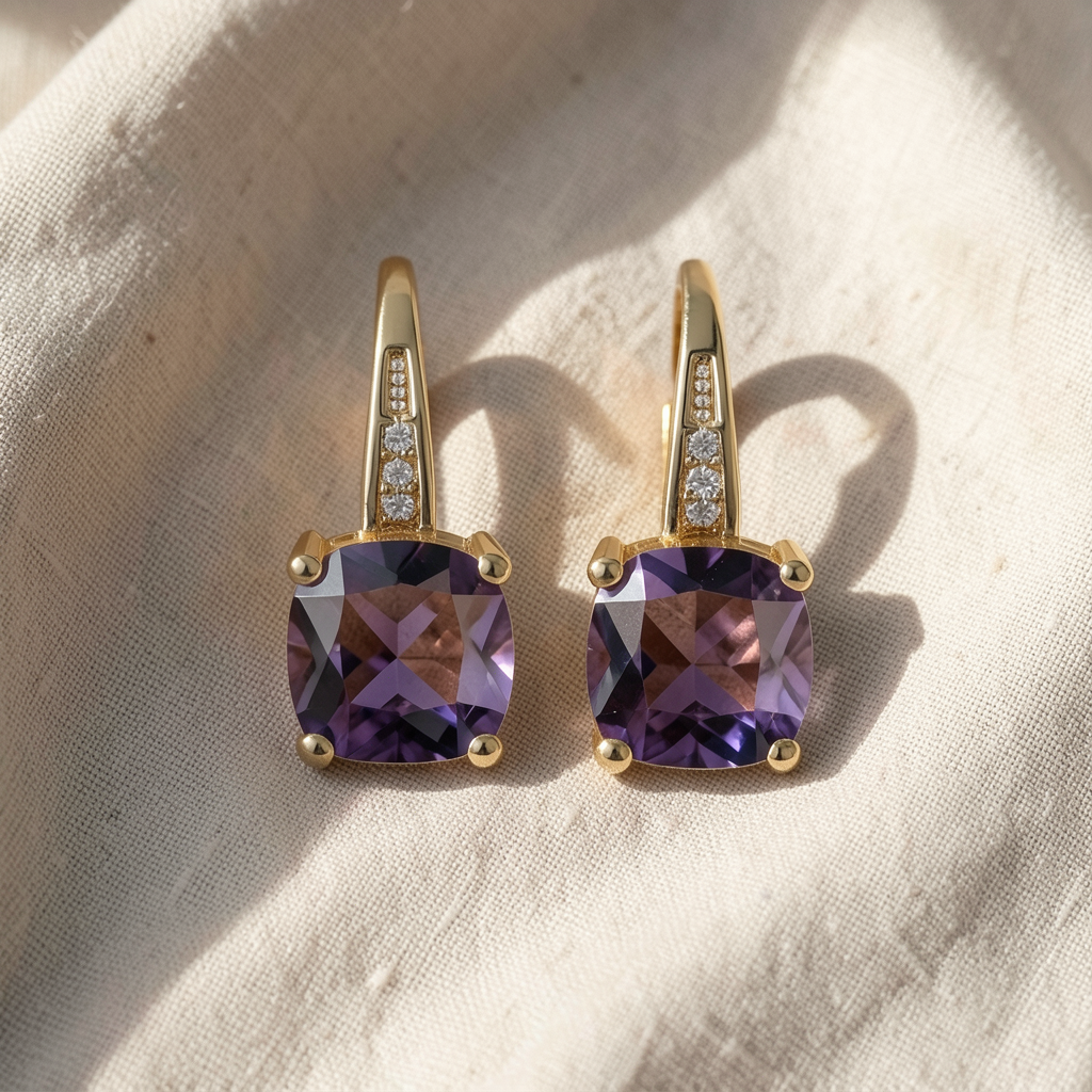 Mystic Sapphire Stone Hoop Gold Earrings