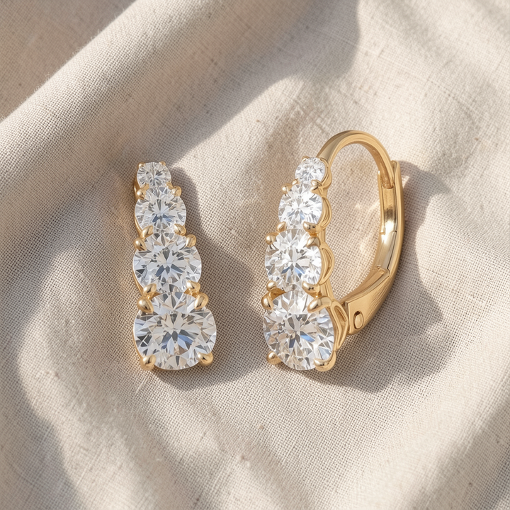 Four stone earrings | Gold